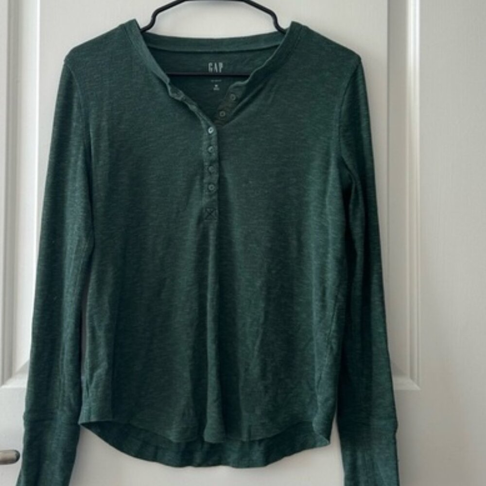 Green Long Sleeve Henley Top